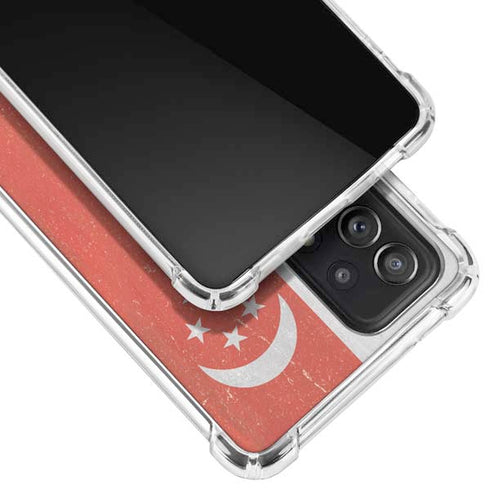 Singapore Flag Distressed Galaxy A72 5G Clear Case